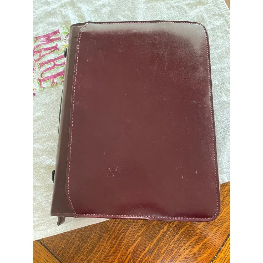 Daily Planner Leather Zipper Case Oxblood Three Ring - Picture 1 of 10